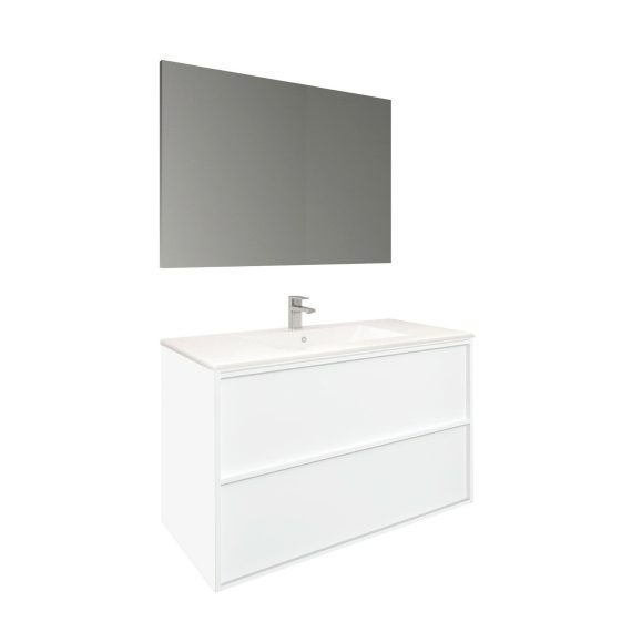 Conjunto Baho Basic 100 Frame 1C Blanco Mate (Espejo Liso)