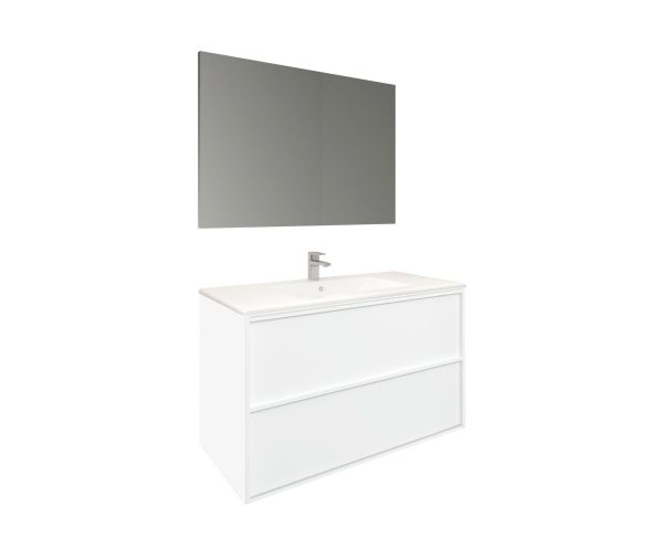 Conjunto Baho Basic 100 Frame 1C Blanco Mate (Espejo Liso)