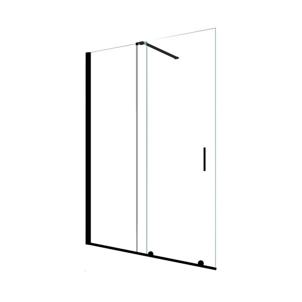 Shower screen Baho Cielo with black profiles 155 cm - recess