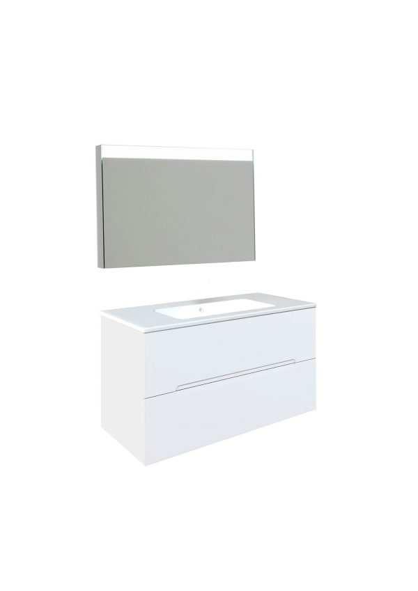 Vanity unit set Baho Plus 100 Calma Gloss White (Led Mirror)