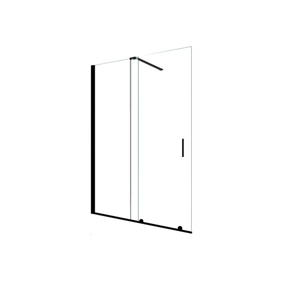 Mampara Baho Cielo con perfileria negra 145 cm - entre paredes