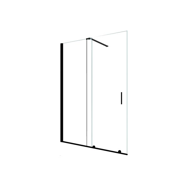 Mampara Baho Cielo con perfileria negra 145 cm - entre paredes