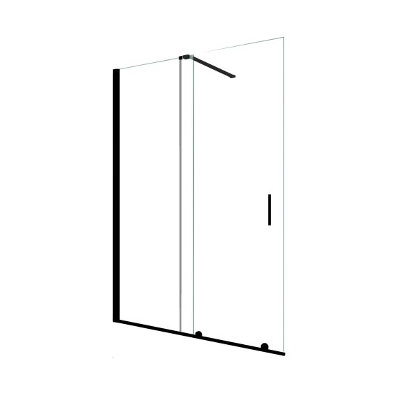 Mampara Baho Cielo con perfileria negra 130 cm - entre paredes