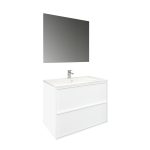 Conjunto Baho Frame 2 cajones suspendido 80 blanco mate