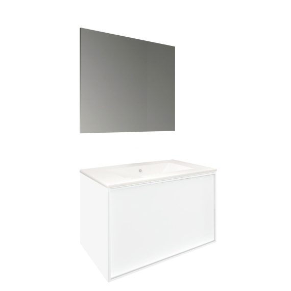 Conjunto Baho Basic 80 Frame 1C Blanco Mate (Espejo Liso)