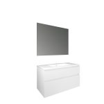 Conjunto Baho Basic 100 Manning Suspendido Blanco Mate (Espejo Liso)