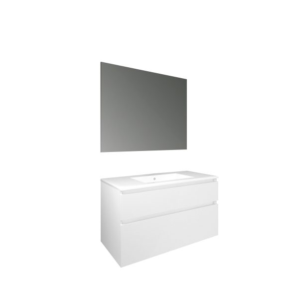Conjunto Baho Basic 100 Manning Suspendido Blanco Mate (Espejo Liso)