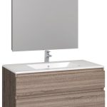 Conjunto Baho manning susp. 100 roble cambrian con espejo led