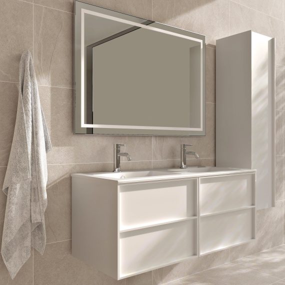 Mueble Baho Frame 2C suspendido 60 blanco mate