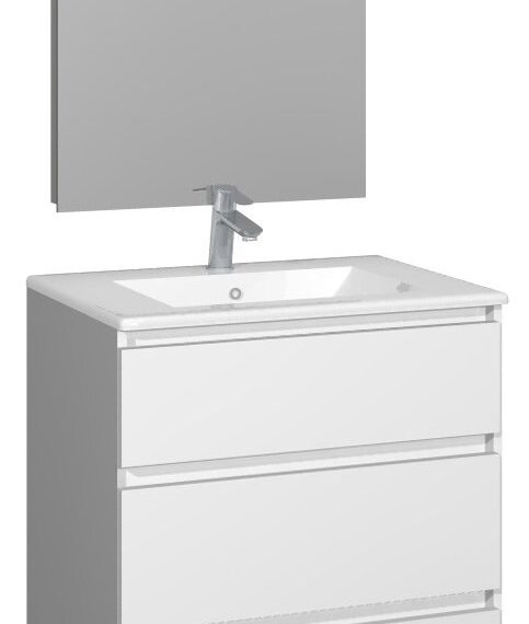 Conjunto Baho manning a suelo 70 blanco mate con espejo led