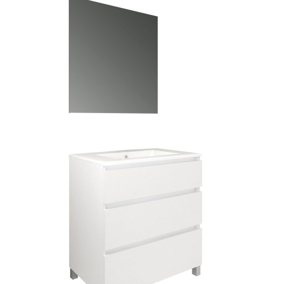 Conjunto Baho Basic 80 Manning A Suelo Blanco Mate (Espejo Liso)