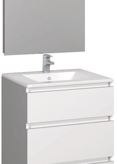 Conjunto Baho manning a suelo 60 blanco mate con espejo led