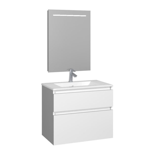 Conjunto Baho manning susp. 70 blanco mate con espejo led