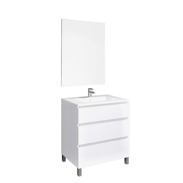 Set Baho manning floor-standing 70 matt white with plain mirror