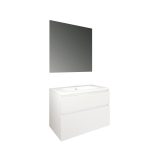 Conjunto Baho Basic 80 Manning Suspendido Blanco Mate (Espejo Liso)