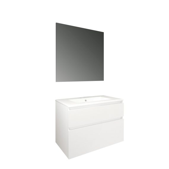Conjunto Baho Basic 80 Manning Suspendido Blanco Mate (Espejo Liso)