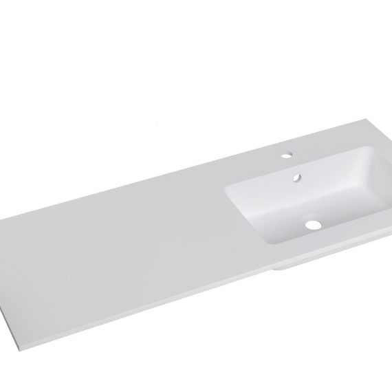 Lavabo Baho Bianco V mate 120x46 derecha (seno a 30 cm)