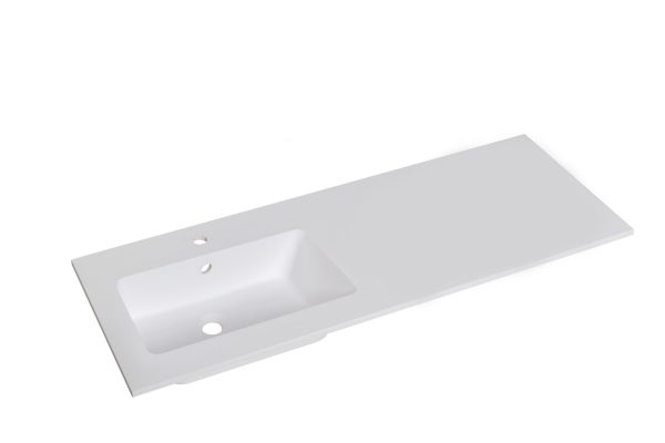Lavabo Baho Bianco V mate 120x46 izquierda (seno a 30 cm)