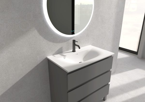 Badmöbel Baho Nordic Grau matt 3C 80x45 bodenstehend