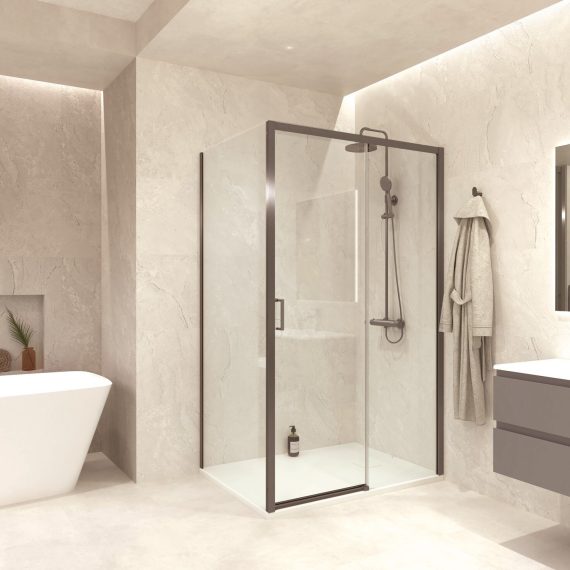 Mampara Baho Orizon Gunmetal 116-120cm