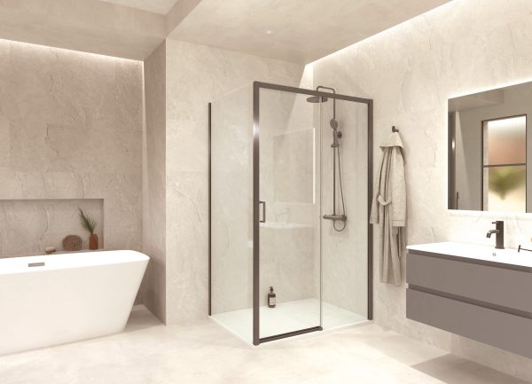 Mampara Baho Orizon Gunmetal 116-120cm