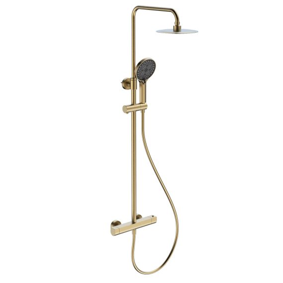 Equipo de ducha Baho Plano termostatico oro cepillado