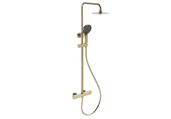 Equipo de ducha Baho Plano termostatico oro cepillado