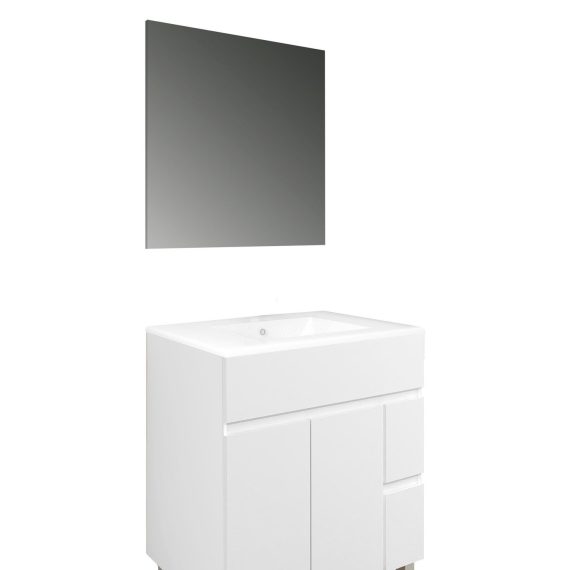 Conjunto Baho Basic 80 Matty 2C 2P Blanco Brillo (Espejo Liso)