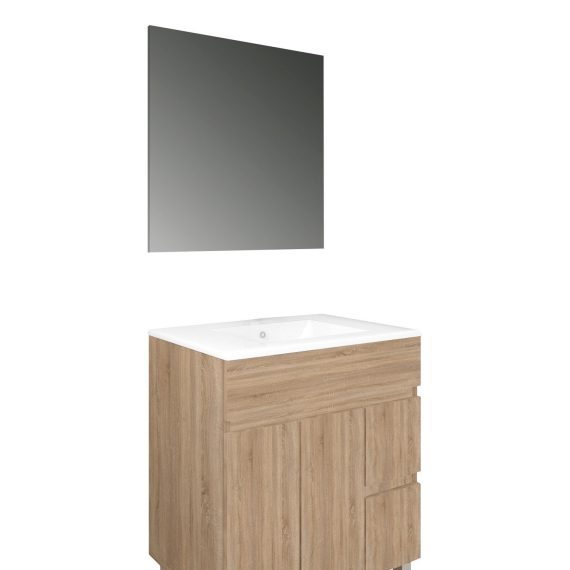Conjunto Baho Basic 80 Matty 2C 2P Roble Cambrián (Espejo Liso)