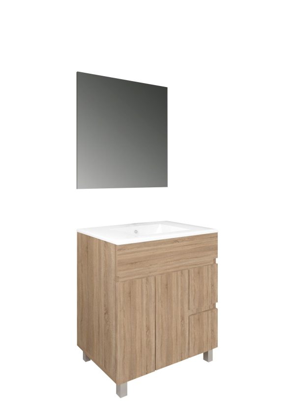 Conjunto Baho Basic 80 Matty 2C 2P Roble Cambrián (Espejo Liso)