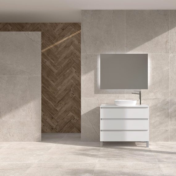 Mueble Baho Nordic 3C a suelo 80x45 Blanco mate
