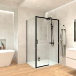Mampara Baho Orizon Negro Mate 116-120cm