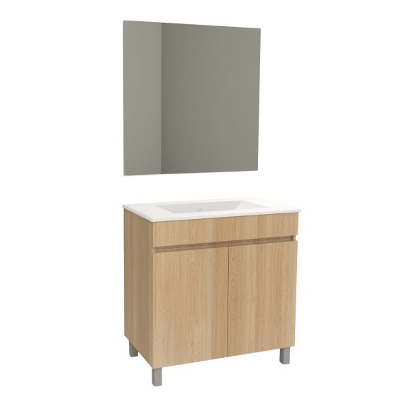 Conjunt Baho Matty a terra 80 2P freixe amb mirall llis