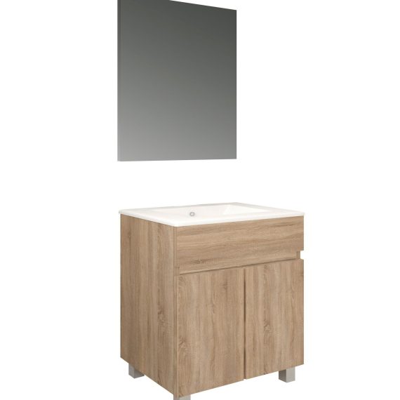 Conjunto Baho Basic 80 Matty 2P Roble Cambrián (Espejo Liso)