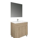 Conjunto Baho matty a suelo 80 dos puertas roble cambrian espejo liso