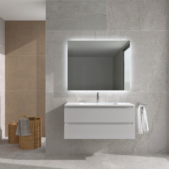 Mueble Baho Nordic 2C suspendido 80x45 Blanco mate