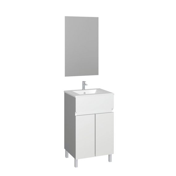 Conjunt Baho Matty a terra 50 2P blanc amb mirall llis