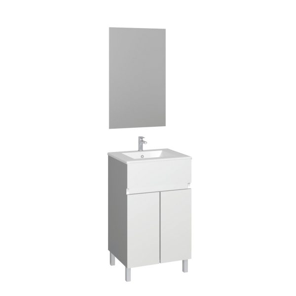 Set Baho Matty bodenstehend 50 2P weiß mit glattem Spiegel