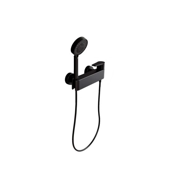 Grifo de ducha Baho Plano con accesorios negro mate
