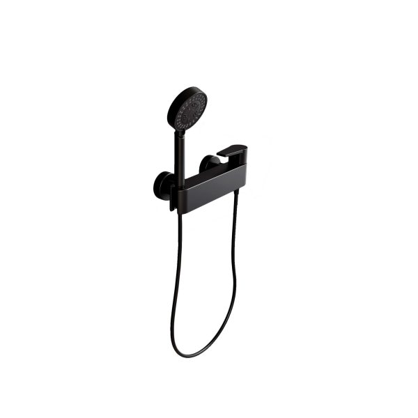 Grifo de ducha Baho Plano con accesorios negro mate