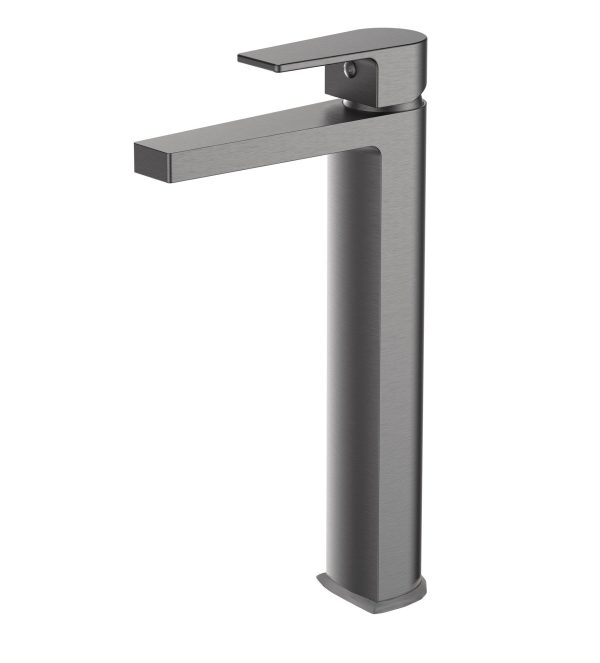 Grifo de lavabo caño alto Baho Plano gunmetal