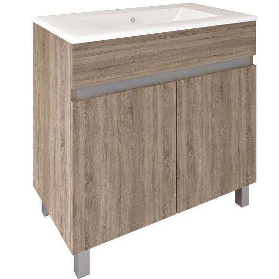 Mueble Baho Matty a suelo 80x45 dos puertas roble cambrian