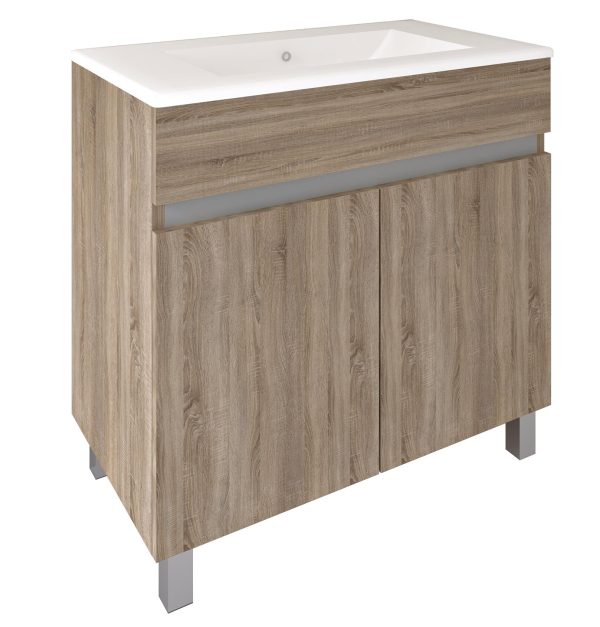Mueble Baho Matty a suelo 80x45 dos puertas roble cambrian