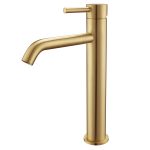 Grifo de lavabo caño alto Baho Rondo oro cepillado