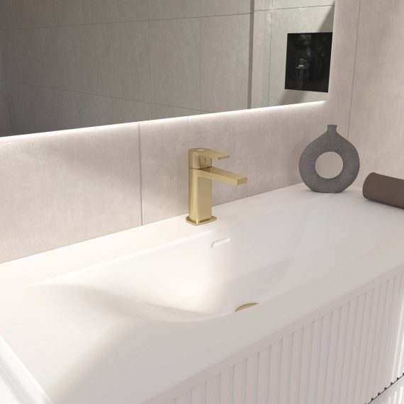 Grifo de lavabo XL Baho Plano oro cepillado