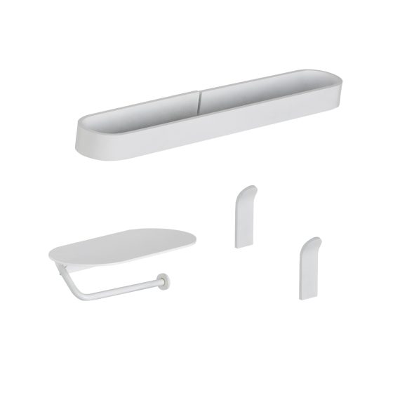 Pack 4 piezas Baho Loops Blanco (2 ud.perchas + portarollos + toallero 25cm)