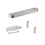 Pack 4 piezas Baho Loops Cromo (2 ud.perchas + portarollos + toallero 25cm)