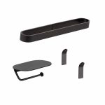 Pack 4 piezas Baho Loops Negro (2 ud.perchas + portarollos + toallero 25cm)