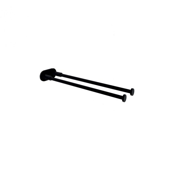 Toallero frontal doble Baho Stick Round Negro Mate
