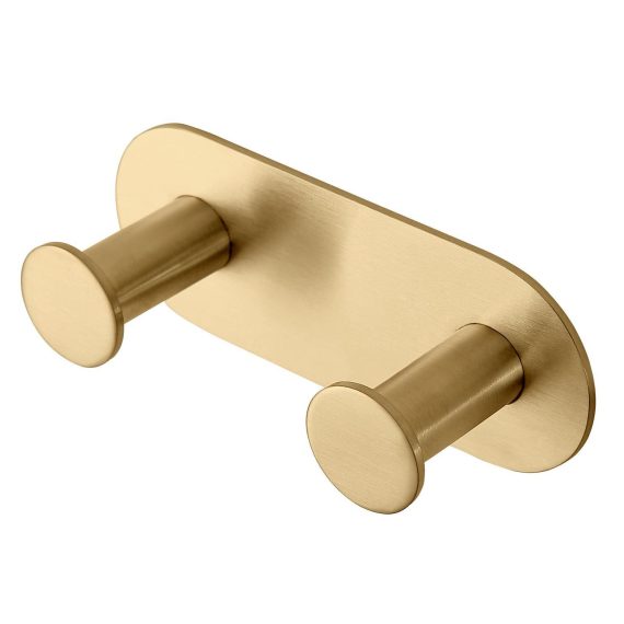 Percha doble Baho Bolt oro cepillado (adhesivo 3M)